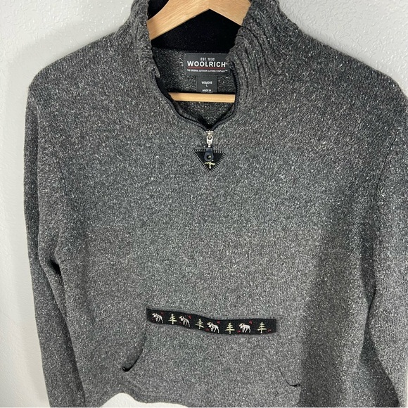 Woolrich Pullover Quarter Zip Onyx Heather Gray Sweater SZ L Gorpcore - Picture 15 of 16